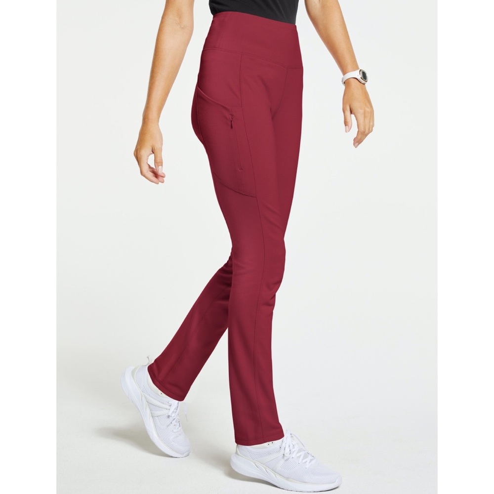JAANUU High Waisted Yoga Scrub Pants in Wine